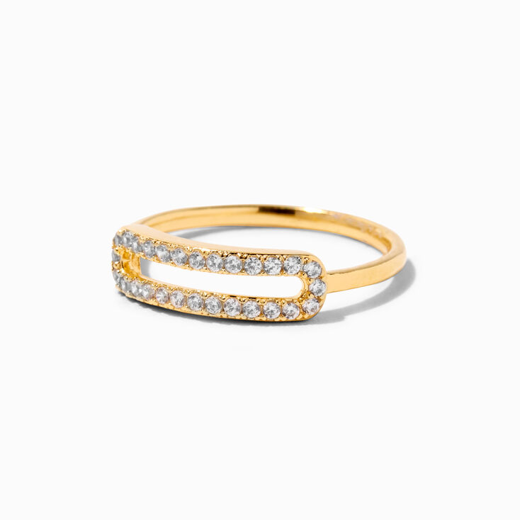 C LUXE 18k Gold Plated Pav&eacute; Cubic Zirconia Paperclip Ring,