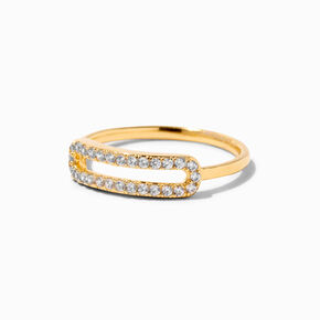 C LUXE by Claire&#39;s 18k Yellow Gold Plated Pav&eacute; Cubic Zirconia Paperclip Ring,