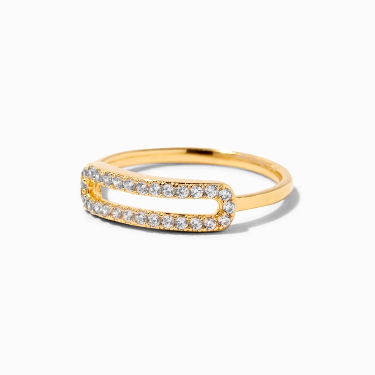 C LUXE by Claire&#39;s 18k Yellow Gold Plated Pav&eacute; Cubic Zirconia Paperclip Ring,