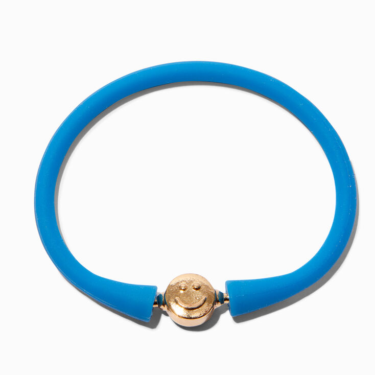 Blue Happy Face Silicone Bracelet,