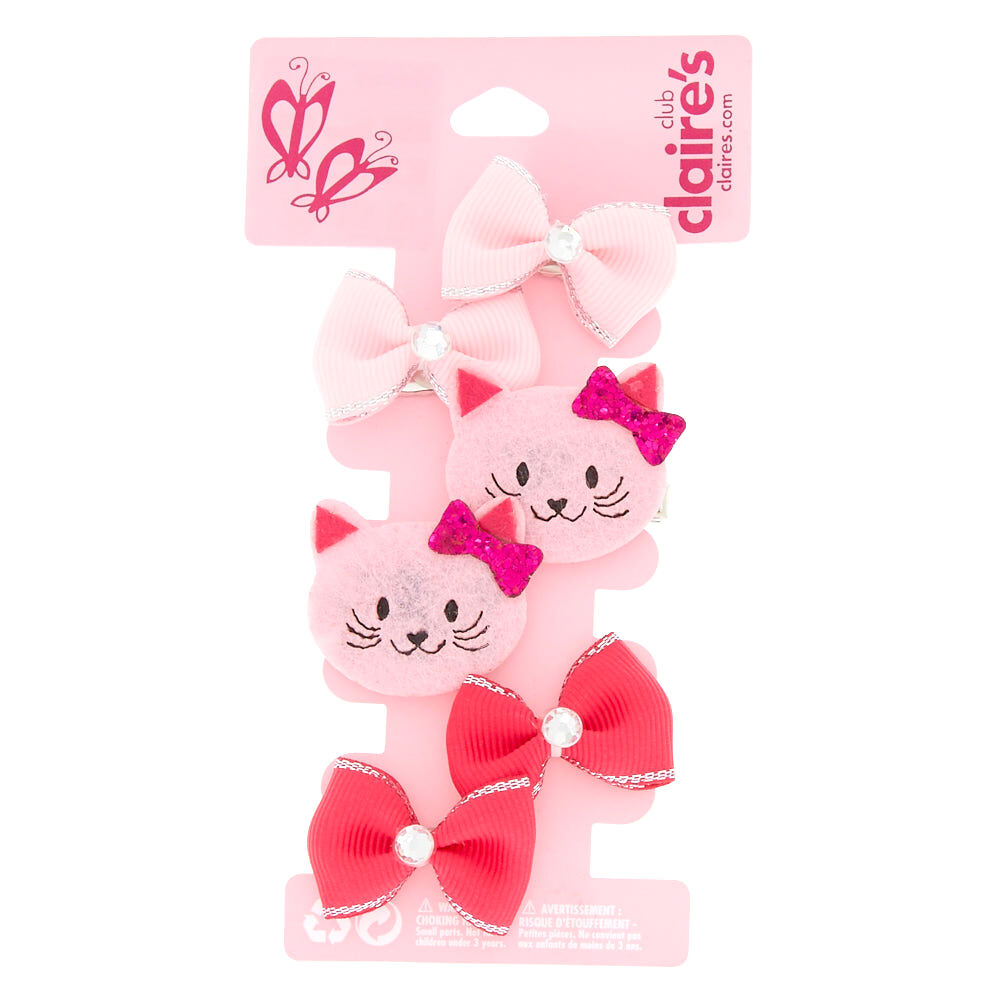 Claire's Club Avery the Cat Hair Clips, 6 Pack,