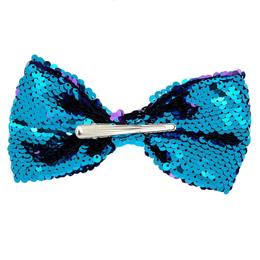 Barrette à nœud pour cheveux à sequins de sirène,