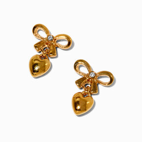 Pendantes c&oelig;ur n&oelig;ud plaqu&eacute;es couleur dor&eacute;e C LUXE by Claire&#39;s,