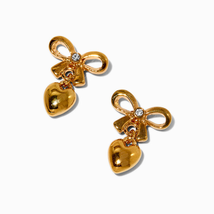Pendantes c&oelig;ur n&oelig;ud plaqu&eacute;es couleur dor&eacute;e C LUXE by Claire&#39;s,