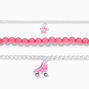 Pink Rollerskate Beaded Bracelet Set - 3 Pack,