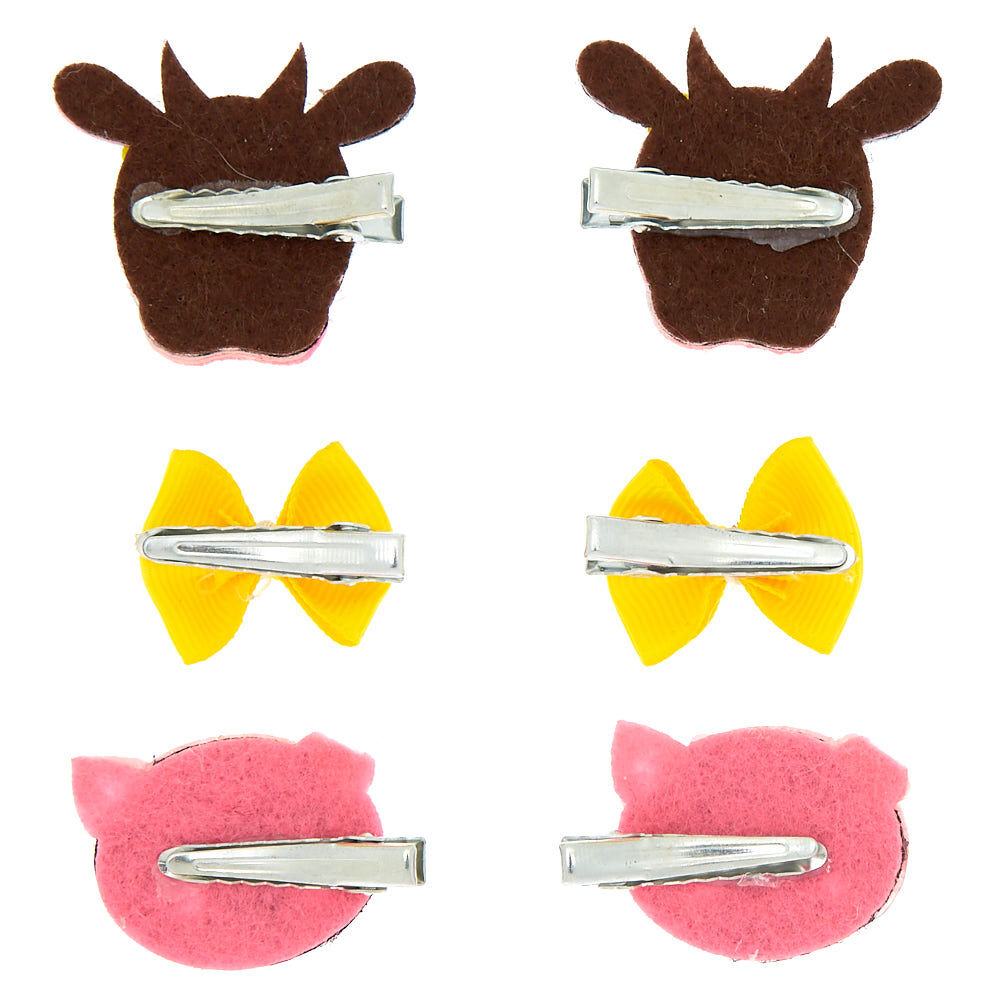 Claire's Club Farm Animal Hair Clips - 6 Pack,