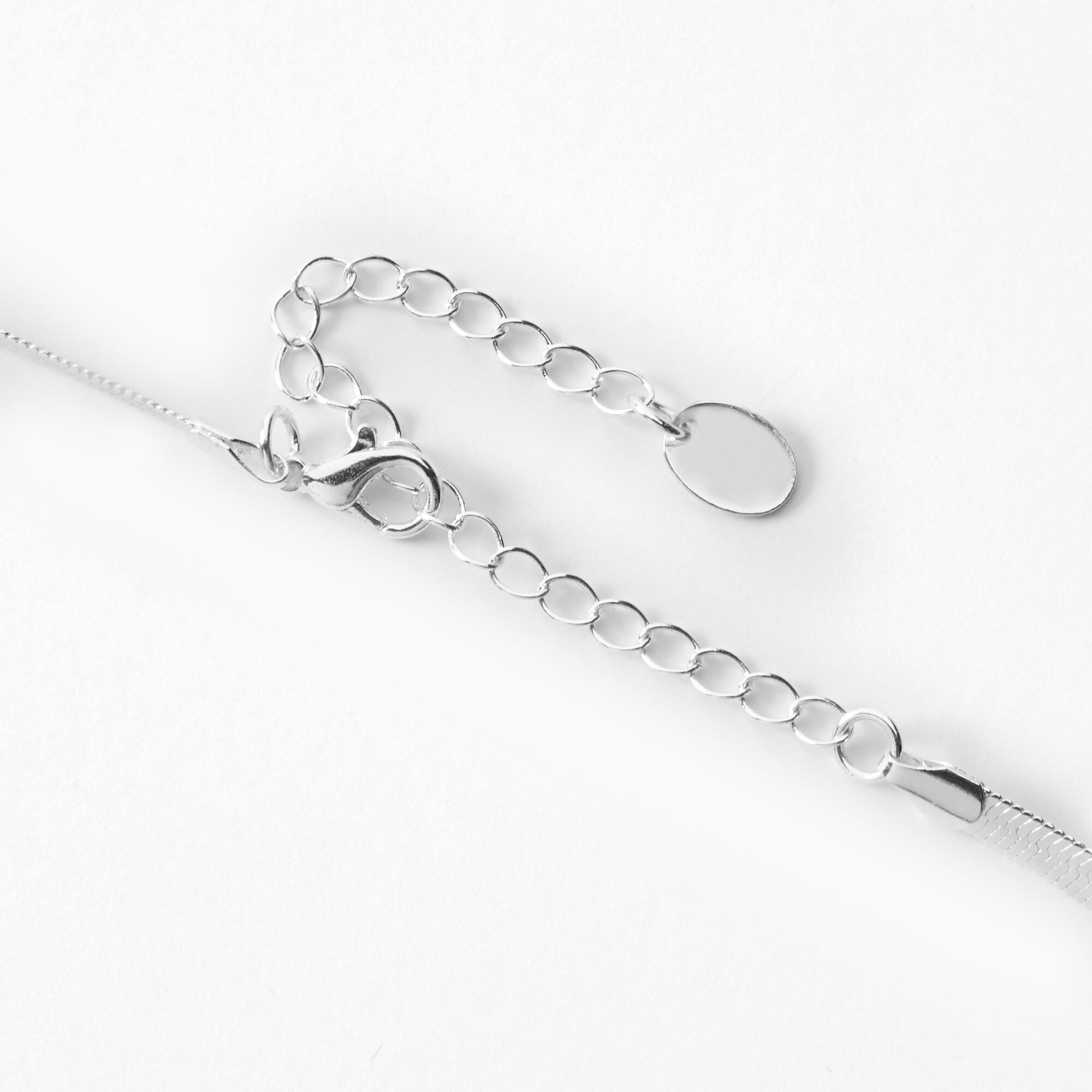 Silver Herringbone Chain 14" Necklace,