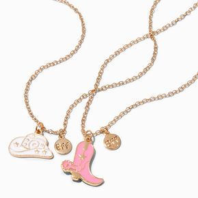 Best Friends Pink Cowgirl Pendant Necklaces - 2 Pack,
