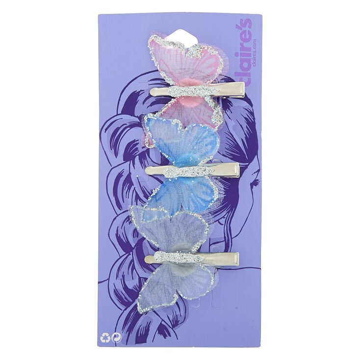 Claire's Lot de 3 épingles plates papillon pastel irisé