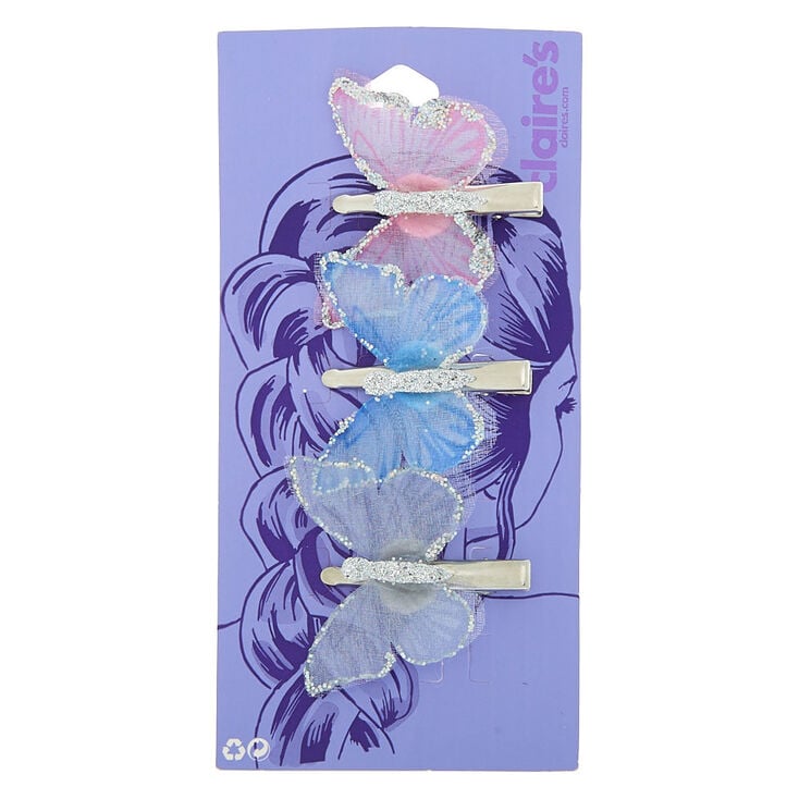 Iridescent Pastel Butterfly Hair Pins - 3 Pack,