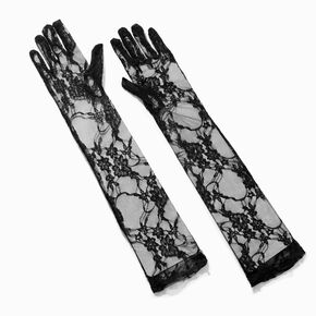 Longs gants en dentelle noirs,