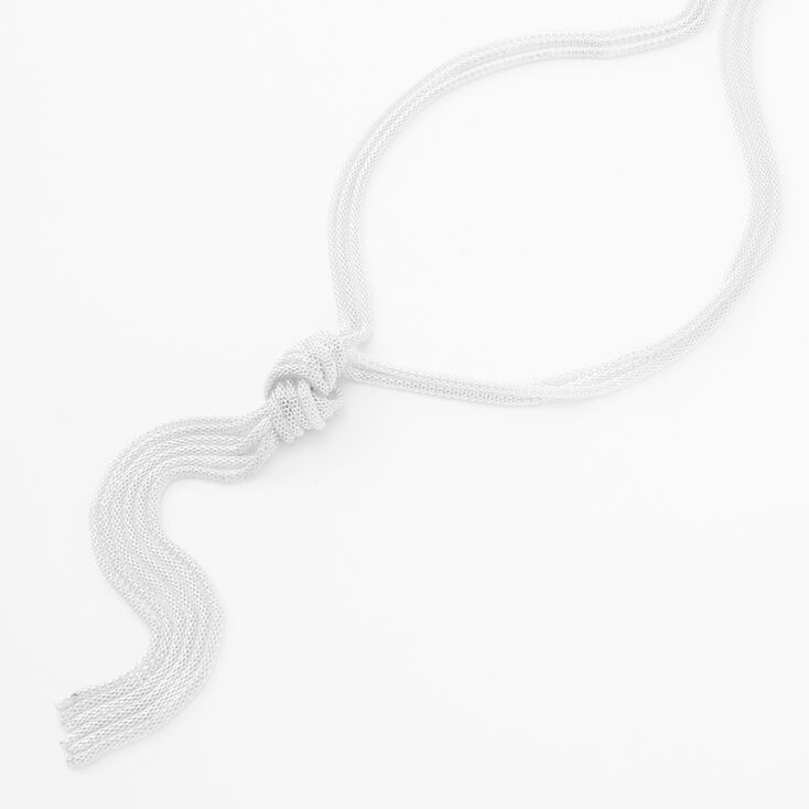 Claire's Long collier en Y à pendentif en tulle couleur argenté