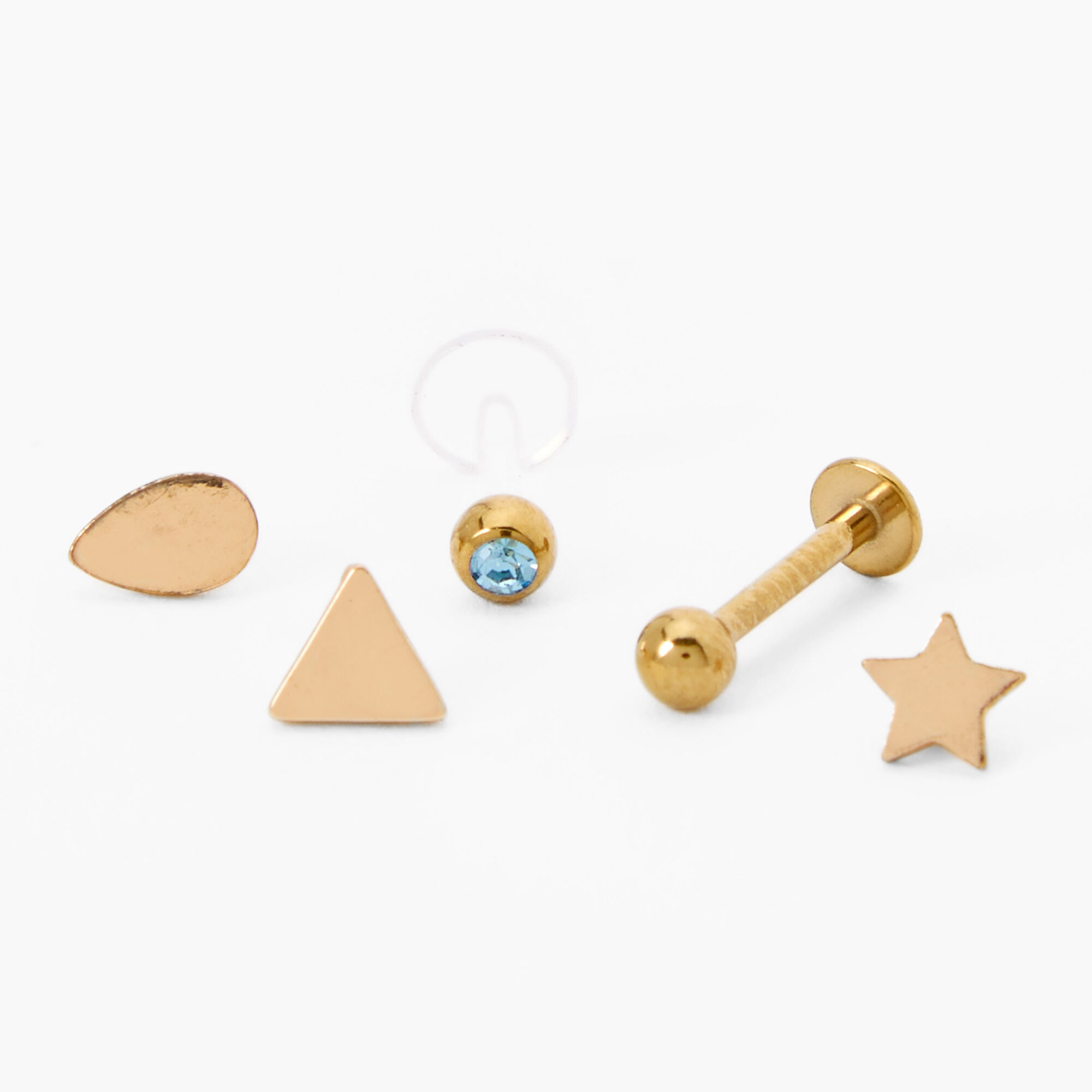Gold 16G Star And Triangle Daith Earrings 5 pack