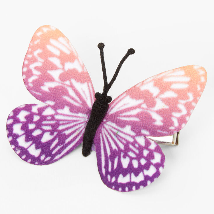 Purple &amp; Orange Ombre Butterfly Hair Clip,