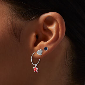 Stars &amp; Stripes Patriotic Earring Set - 9 Pack,