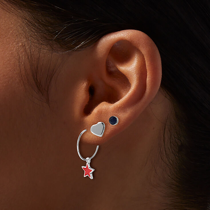 Stars &amp; Stripes Patriotic Earring Set - 9 Pack,
