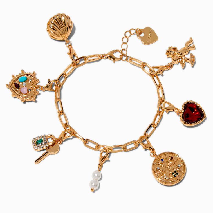 T H E M E x Claire&#39;s Gold-tone Gem Charm Bracelet,