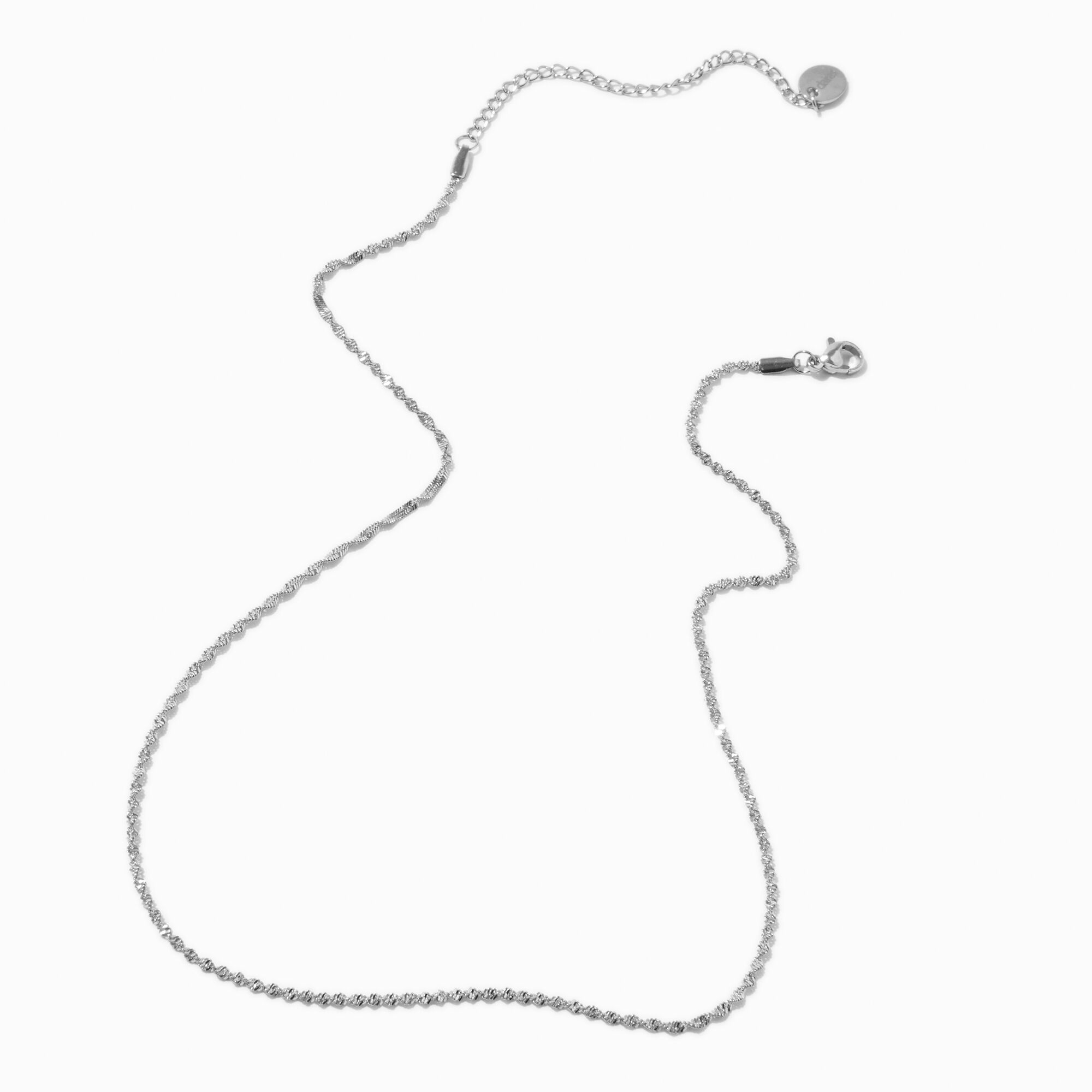 Silver-tone Stainless Steel Mini Glitter Chain Necklace ,