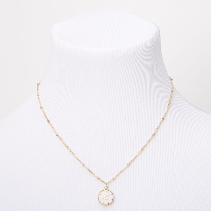 Gold Shell Initial Pendant Necklace - L,