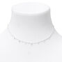 Silver-tone Cubic Zirconia Confetti Beaded Choker Necklace,