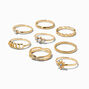 Gold-tone Geometric Celestial Ring Set - 8 Pack,