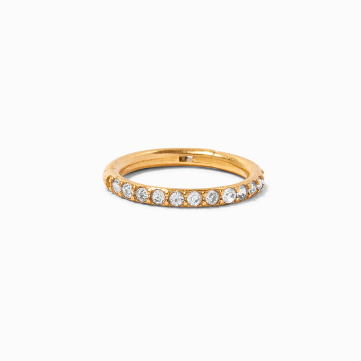16G Gold-tone Titanium Crystal Nose Ring,