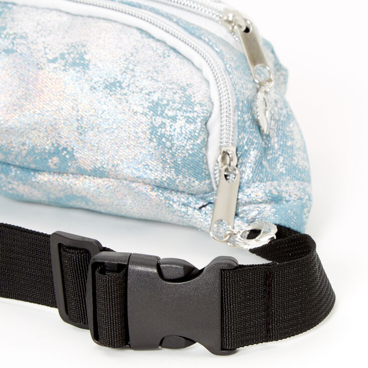 Holographic Denim Bum Bag - Blue,