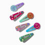 Barrettes clic clac &agrave; visage souriant paillet&eacute;es - Lot de 6,