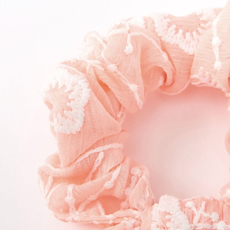 Small Crochet Knotted Bow Hair Scrunchie - Pink,