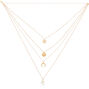 Gold Healing Crystal Moon Multi Strand Necklace,