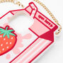 Strawberry Milk Silicone Phone Case with Gold Chain - Fits iPhone 11,