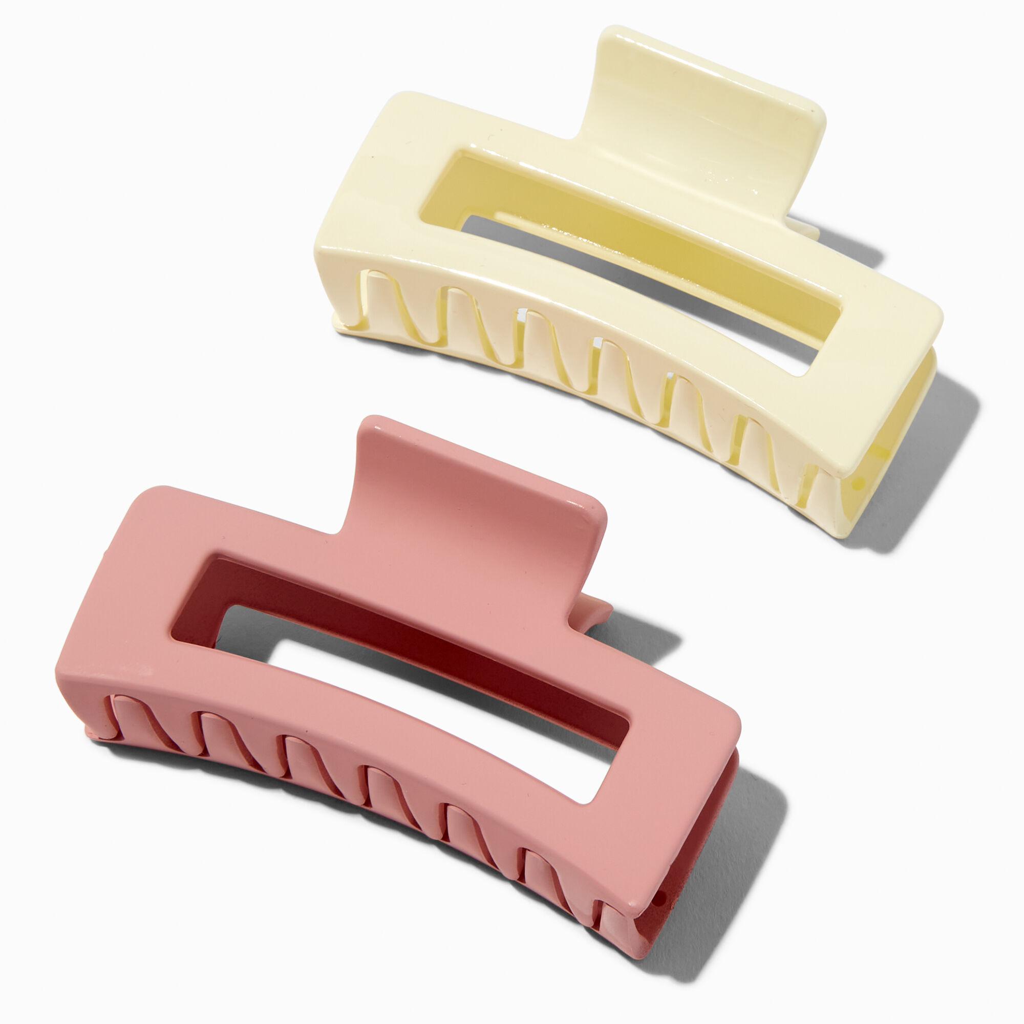 Blush Pink & White Rectangle Hair Claws - 2 Pack,
