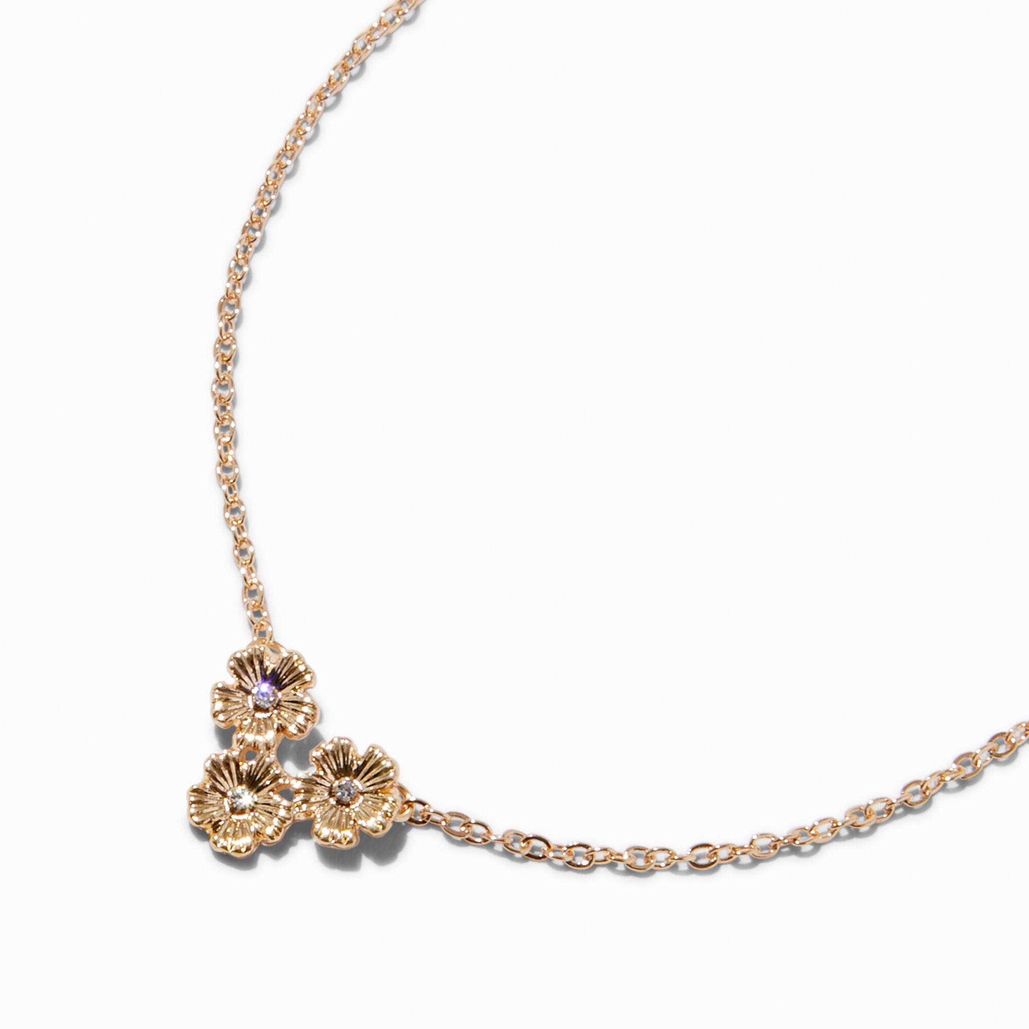 Gold-tone Triple Daisy Necklace,
