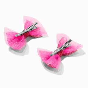 Claire&#39;s Club Holiday Pink Glitter Bow Hair Clips - 2 Pack,