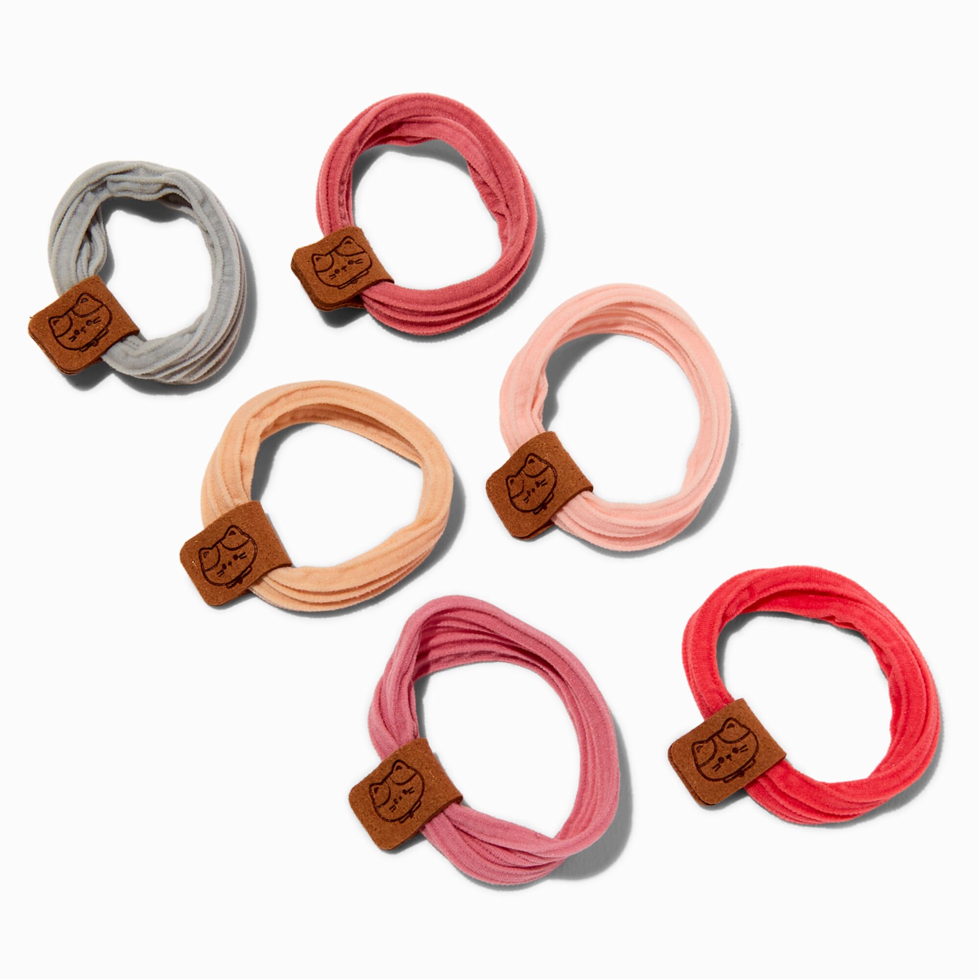 Claire's Club Fall Cat Ruched Hair Ties - 6 Pack,