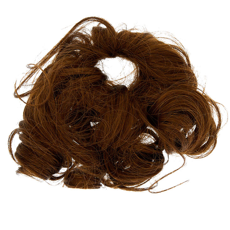 Claire's Cheveux synthétiques bouclés châtains avec élastique