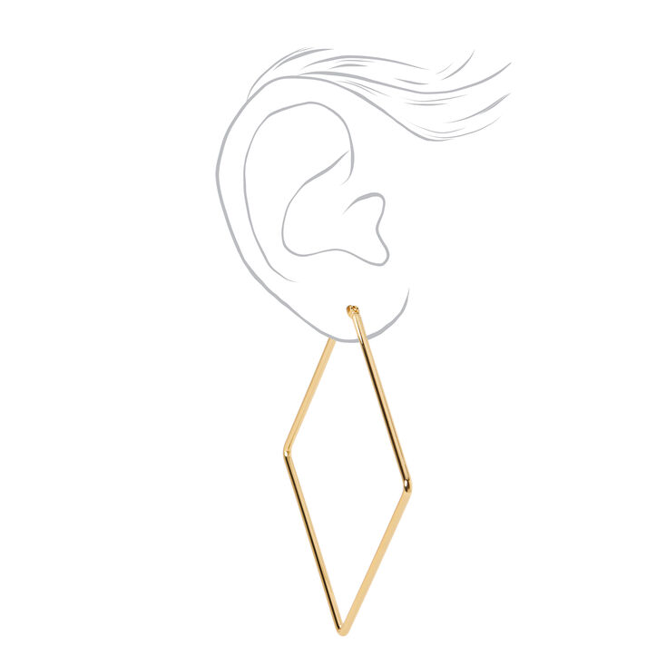 18kt Gold Plated Refined Rhombus Hoop Earrings,