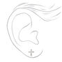 14kt White Gold Crystal Cross Studs Ear Piercing Kit with Ear Care Solution,