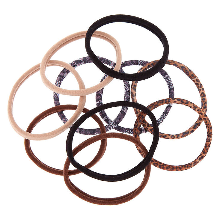 Animal Print Rolled Hair Ties - Brown, 10 Pack | Claire's US