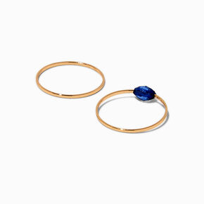 Blue Faceted Stone Gold-tone Ring Stack - 2 Pack,