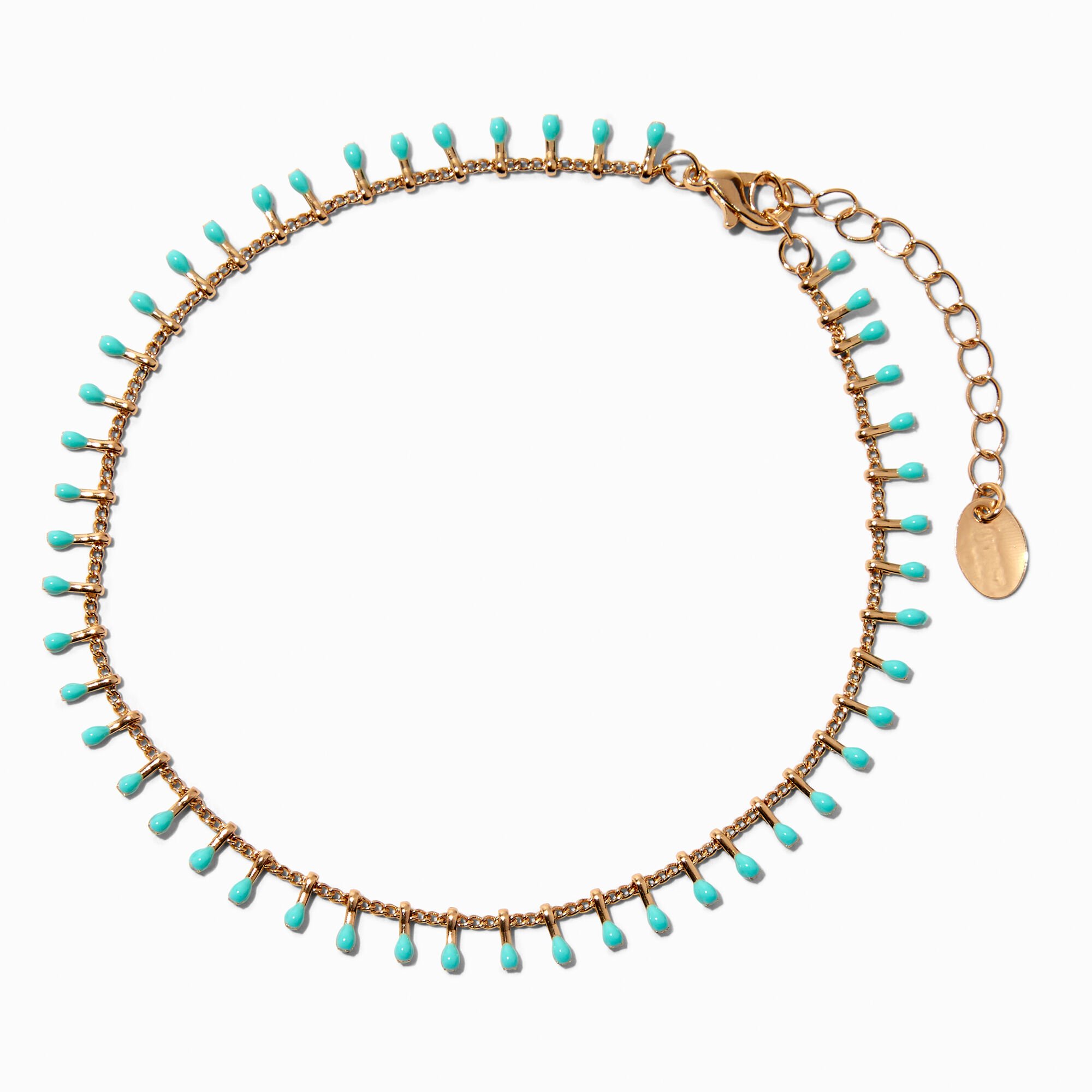 View Claires Digger GoldTone Chain Anklet Turquoise information