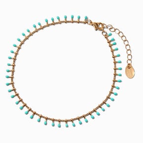 Turquoise Digger Gold-tone Chain Anklet,