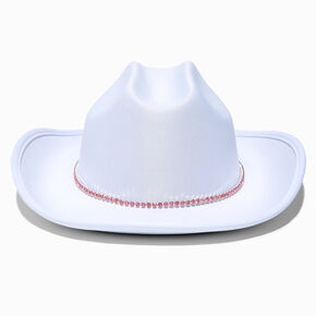 Claire&#39;s Club Pink Gem White Cowboy Hat,