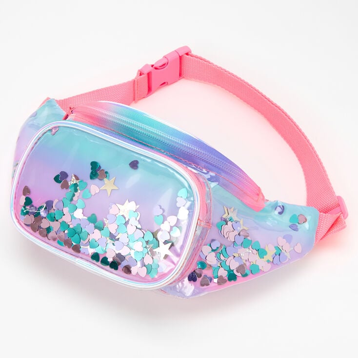 Pastel Ombre Shaker Glitter Transparent Fanny Pack | Claire's US