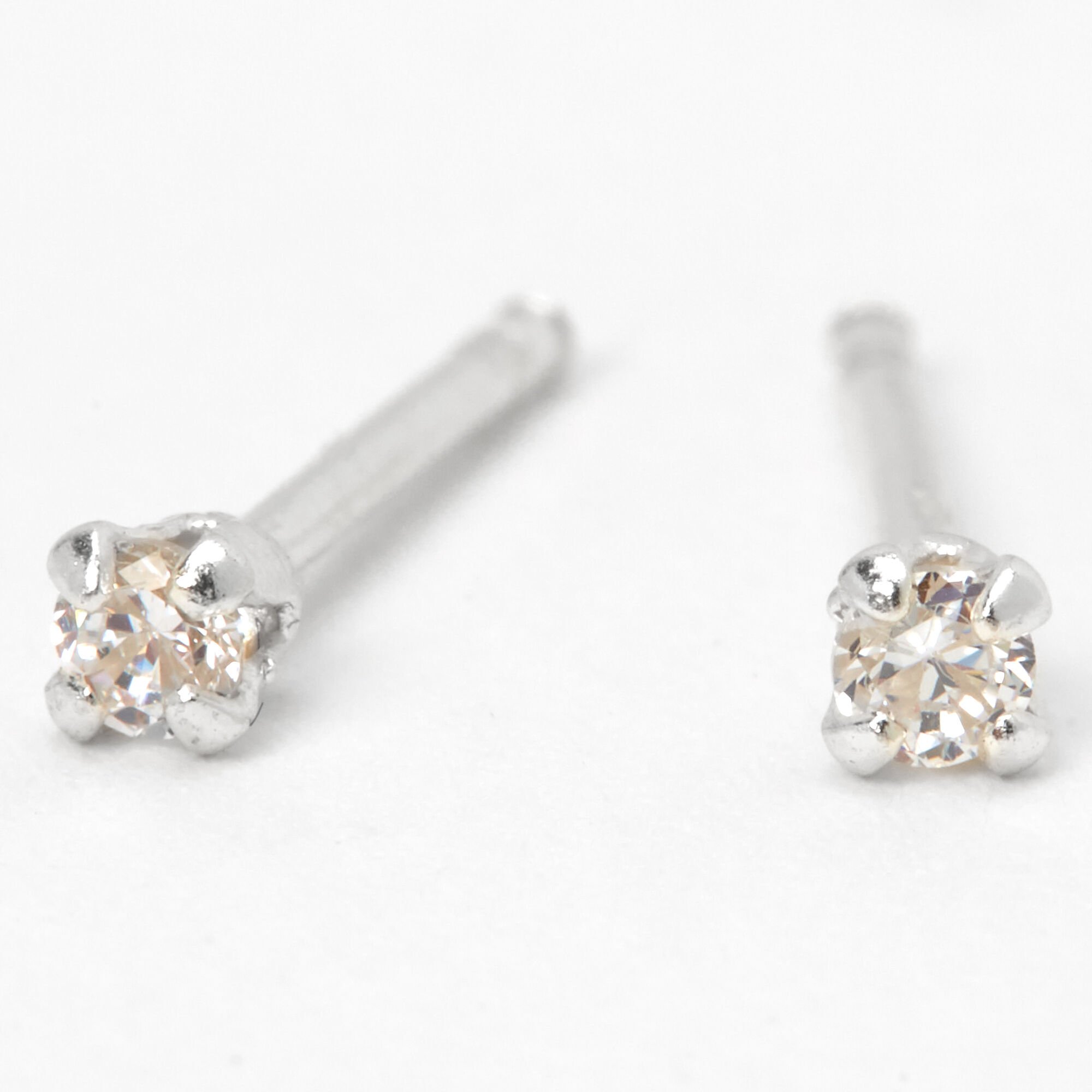 View Claires Cubic Zirconia Round Stud Earrings 2MM Silver information