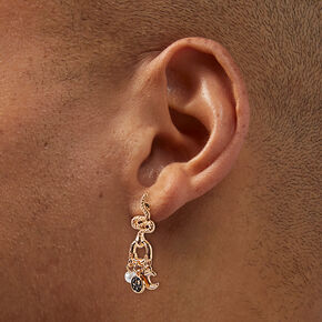 Gold-tone Snake Charm Drop Earrings,