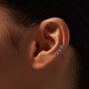 Silver-tone Stainless Steel Cubic Zirconia Baguette Crawler 18G Conch Earring,