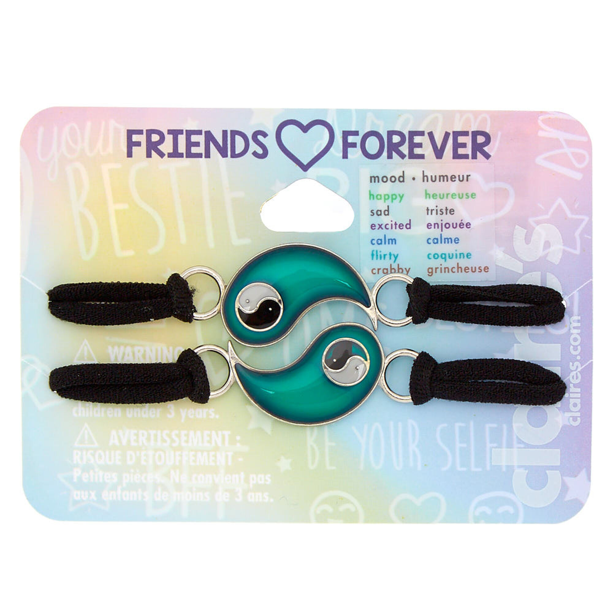 View Claires Mood Yin Yang Stretch Friendship Bracelets 2 Pack White information