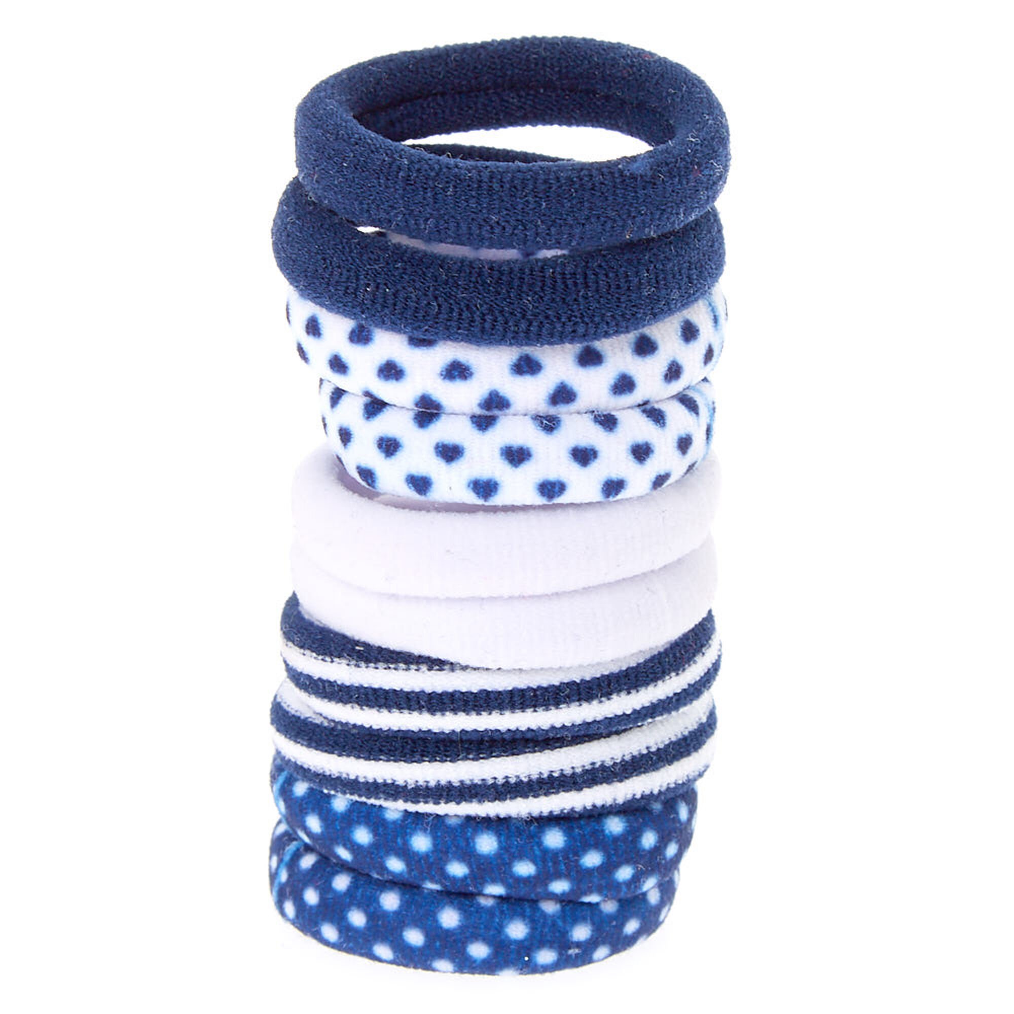 View Claires Club Hair Bobbles Navy 10 Pack White information