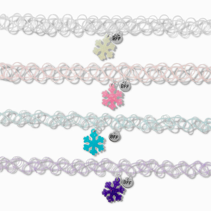 Ras-de-cou effet tatouage flocon de neige best friends - Lot de 4,